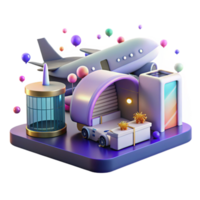elegant minimalist Airport Terminal Side View Transparent Background high quality png
