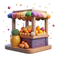 vibrant contemporary Organic Fruit and Vegetable Stand Side View Cutout authentic png