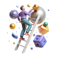 elegant vintage Person Climbing Ladder High Angle View Transparent Background high resolution png