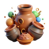 beautiful creative Ancient Clay Pottery with Earthy Tones Isolated high resolution png