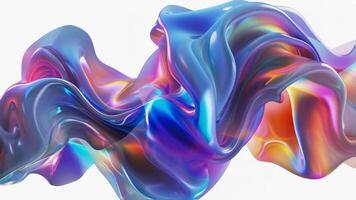 Abstract holographic colorful plastic liquid slowly flows and changes color. Creative background movement of molten glass. video