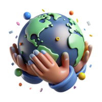 elegant traditional Globe with Helping Hands Isolated Transparent Background exclusive png