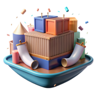 beautiful classic Shipping Container on Cargo Ship Transparent Background genuine png