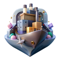 dramatic classic Cargo Ship Front View Transparent Background original png