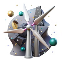 dramatic abstract Wind Turbine Blades Spinning in Wind Transparent Background original png