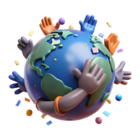 impressive modern Globe with Helping Hands Isolated Transparent Background authentic png