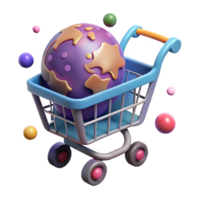 magnificent creative Shopping Cart Icon with Globe Inside Transparent Background high resolution png