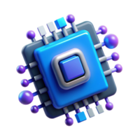 impressive traditional Artificial Intelligence Chip with Blue Glow Isolated high resolution png