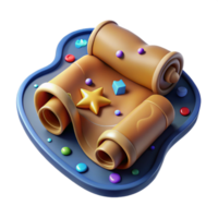 magnificent rustic Treasure Map Rolled Up Isolated on Transparent Background high resolution png