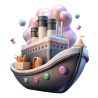 vibrant minimalist Steamship Side View Transparent Background high resolution png