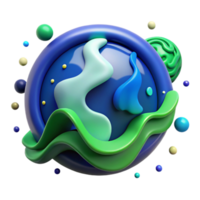 impressive rustic Ocean Conservation Symbol Blue and Green Cutout on White Background original png