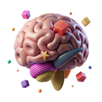 dramatic artistic Brain Scan 3d Model Rotating View Transparent Background original png