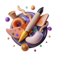 vibrant classic Abstract Creativity Symbol Paintbrush Design Transparent Background high resolution png