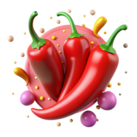 extraordinary classic Spicy Chili Peppers with Vivid Red Color Transparent Background authentic png