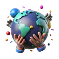 elegant artistic Globe with Helping Hands Isolated Transparent Background genuine png