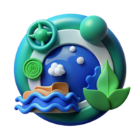 elegant minimalist Ocean Conservation Symbol Blue and Green Cutout on White Background professional png