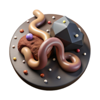 serene minimalist Worm Composting Close Up View Isolated detailed png