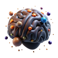 elegant minimalist Brain with Glowing Nodes Isolated Element original png