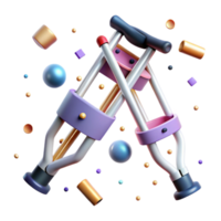 elegant minimalist Crutches Angled View Isolated Element high resolution png