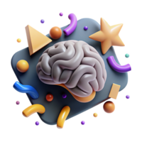 stunning creative Brain Icon with Long Shadow Transparent Background detailed png