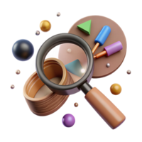 serene minimalist Magnifying Glass with Wooden Handle Cutout high resolution png