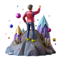 magnificent abstract Person Standing on Mountain Peak Back View Transparent Background png