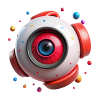 stunning vintage Robot Eye with Red Lens Transparent Background high quality png