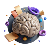 magnificent artistic Brain Icon with Short Shadow Transparent Background genuine png