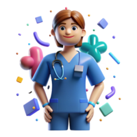 serene classic Nurse Uniform Blue Scrubs Front View Transparent Background high quality png