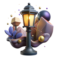 extraordinary artistic Solar Powered Lamp Post Night View with Transparent Background high quality png