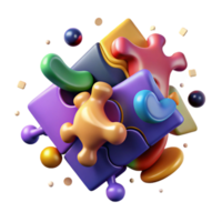 wonderful abstract Puzzle Pieces Coming Together Multicolored Transparent Background exclusive png