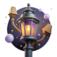extraordinary contemporary Solar Powered Lamp Post Night View with Transparent Background png