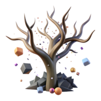 wonderful artistic Bent but Not Broken Tree Silhouette Transparent Background high quality png