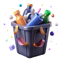 serene artistic Recycle Bin with Plastic Bottles Transparent Background high quality png