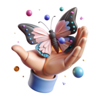 wonderful artistic Open Hand with Butterfly Cutout with Soft Lighting authentic png