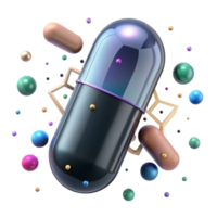 elegant artistic Pill Capsule Close Up Front View Transparent Background high resolution png