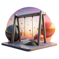 vibrant minimalist Empty Swing Set Sunset Background Transparent Background high resolution png