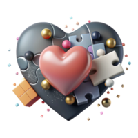 serene artistic Heart Shaped Puzzle Missing Piece Cutout original png