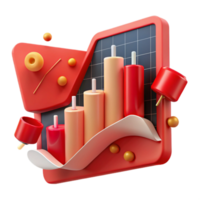 elegant vintage Falling Stock Market Graph with Red Arrow Detail Isolated png