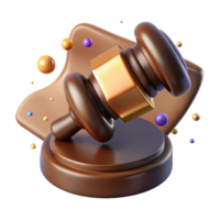 vibrant minimalist Gavel Striking Sound Block Brown Isolated authentic png