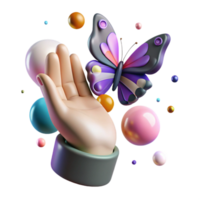 impressive contemporary Open Hand with Butterfly Cutout with Soft Lighting authentic png