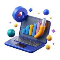 vibrant abstract Laptop Displaying Data Chart Blue Transparent Background genuine png