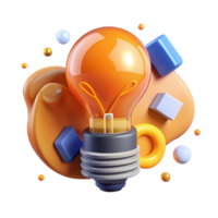 wonderful creative Lightbulb with Bright Filament Orange Cutout high quality png