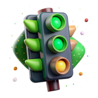 beautiful contemporary Traffic Light Signaling Choices Green Transparent Background high resolution png