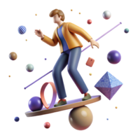 vibrant vintage Person Balancing on Tightrope Side View Transparent Background premium png