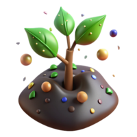 impressive rustic Tree Sapling in Soil Close Up Isolated on Transparent Background detailed png