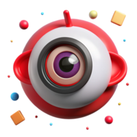 vibrant creative Robot Eye with Red Lens Transparent Background png