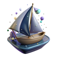 impressive rustic Sailboat at Night Isolated Element high resolution png