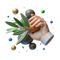 impressive rustic Hand Holding Olive Branch Cutout Element high quality png