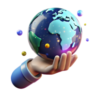 magnificent abstract Hand Holding Globe Brightly Lit Isolated on Transparent Background authentic png
